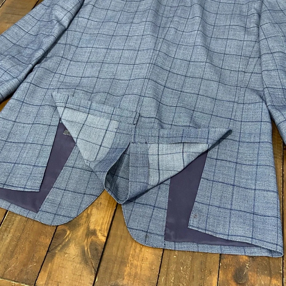 Bonobos Jetsetter Slim Fit 42R Blue Windowpane Plaid Stretch Wool Blazer